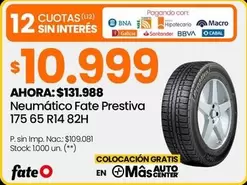 Fate O - Neumático Fate Prestiva 175 65 R14 82H