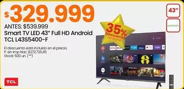 TCL - TV LED 43" Full HD Android  L43S5400-F