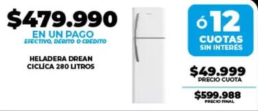 Drean - HELADERA CICLICA 280 LITROS