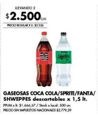 X$ - COCA COLA/SPRITE/FANTA/SHWEPPES descartables