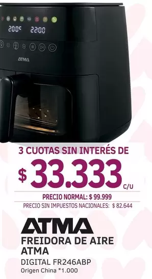 Atma - FREIDORA DE AIRE DIGITAL FR246ABP