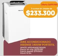 Hisense - 3400W PORTATIL WHITE AP12HR4SEJSOOPI