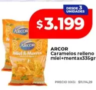 Arcor - Caramelos relleno miel+mentax335gr