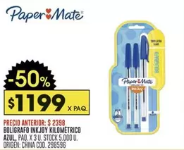 Paper Mate - BOLÍGRAFO INKJOY KILOMÉTRICO