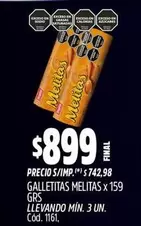 X$ - GALLETITAS MELITAS X 159 GRS