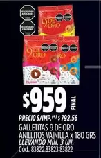 X$ - GALLETITAS 9 DE ORO ANILLITOS VAINILLA