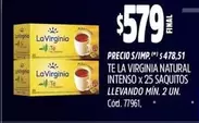 La Virginia - TE NATURAL INTENSO x 25 SAQUITOS