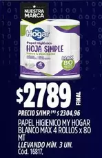 My Hogar - PAPEL HIGIENICO BLANCO MAX 4 ROLLOS x 80 MT