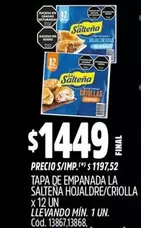 La Salteña - TAPA DE EMPANADA HOJALDRE/CRIOLLA x 12 UN