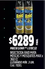 Raid - INSECTICIDA MATA MOSCAS Y MOSQUITOS MAX X 360 CC