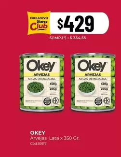 Okey - Arvejas Lata x 350 Gr.