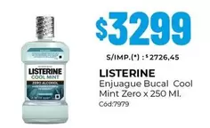 Listerine - Enjuague Bucal Cool Mint Zero x 250 MI