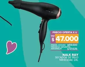 Nalk Ray - Secador De Pelo NRHD20AC 24L