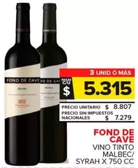 Fond De Cave - Vino Tinto Malbec/Syrah
