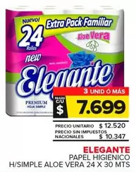 Elegante - Papel Higienico H/Simple Aloe Vera