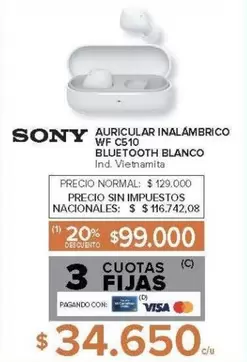 Sony - AURICULAR INALÁMBRICO WF C510