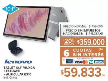 Lenovo - TABLET 10.1" WUXGA + ESTUCHE + AURICULAR E310