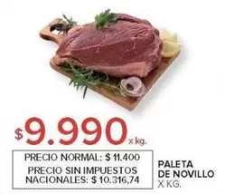 X$ - PALETA DE NOVILLO