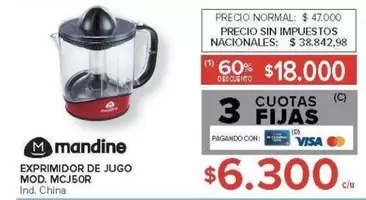 Mandine - EXPRIMIDOR DE JUGO MOD. MCJ5OR