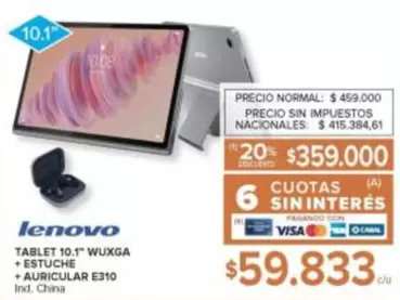 Lenovo - TABLET 10.1" WUXGA + ESTUCHE + AURICULAR E310