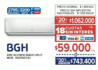 BGH - AIRE ACONDICINADO SPLIT