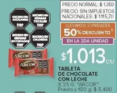 Arcor - TABLETA DE CHOCOLATE CON LECHE