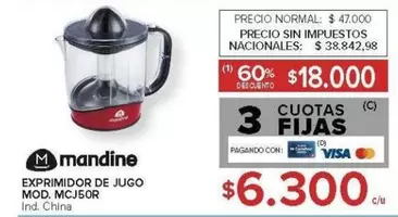 Mandine - EXPRIMIDOR DE JUGO MCJ5OR