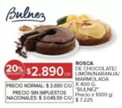 X$ - ROSCA DE CHOCOLATE/ LIMON/NARANJA/ MARMOLADA