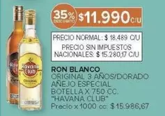 Havana Club - RON BLANCO ORIGINAL 3 AÑOS/DORADO AÑEJO ESPECIAL