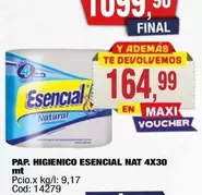 Esencial - PAP. HIGIENICO ESENCIAL NAT 4X30