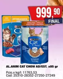 Purina - ANIM CAT CHOW AD/EST. x85 gr