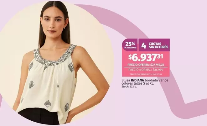 XL - Blusa INDIANA bordada varios