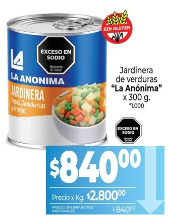 La Anónima - Jardinera de verduras