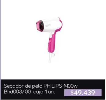 Philips - Secador de pelo 1400w Bhd003/00 caja 1 un.