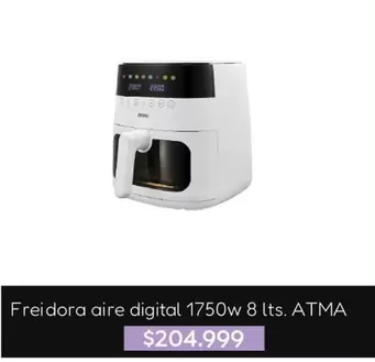 Atma - Freidora aire digital 1750w 8 Lts.