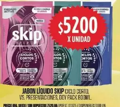 Skip - JABON LÍQUIDO CICLO CORTO, VS. PRESENTACIONES