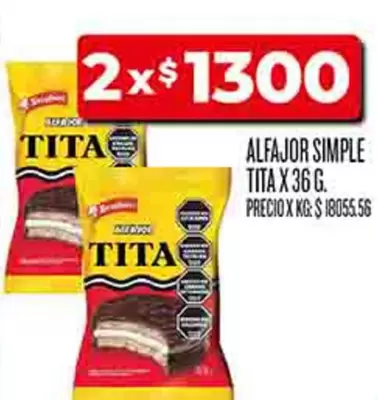 Tita - ALFAJOR SIMPLE TITA X 36 G