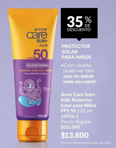 Avon - Sun+ Kids Protector Solar para Niños FPS 50 120 ml 10956-1