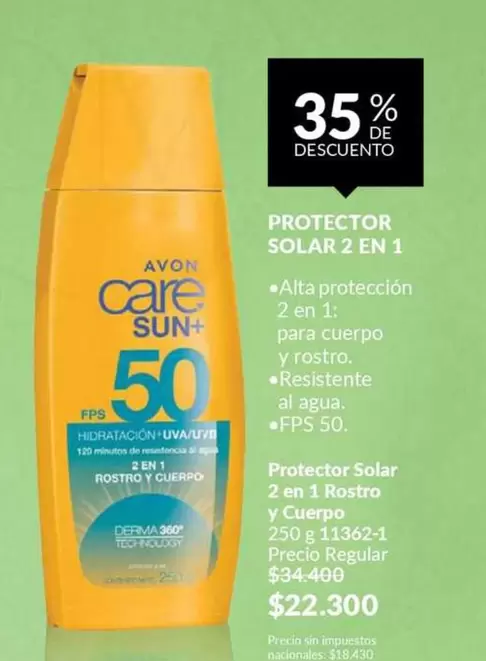Avon - PROTECTOR SOLAR 2 EN 1