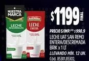 San Remo - LECHE ENTERA/DESCREMADA