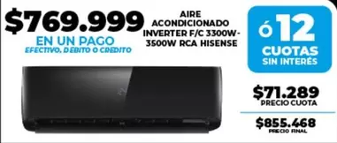 RCA - ACONDICIONADO INVERTER F/C 3300W-3500W