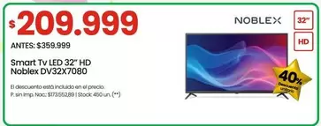 Noblex - Smart Tv LED 32" HD DV32x7080