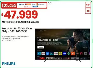 Philips - LED 50" 4K Titan 50PUD7309/77