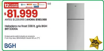 BGH - Heladera no frost 338 It. gris BRT33011A