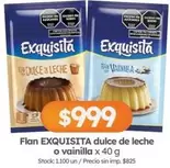 Exquisita - Flan dulce de leche o vainilla