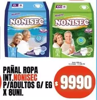 Nonisec - PAÑAL ROPA INT.NONISEC P/ADULTOS G/ EG