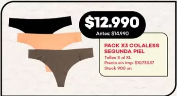 XL - PACK X3 COLALESS SEGUNDA PIEL