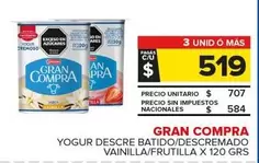 Gran Compra - Yogur Descre Batido/Descremado Vainilla/Frutilla