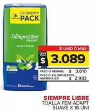 Siempre Libre - Toalla Fem Adapt 