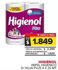 Higienol - Papel Higienico D/Hoja Plus